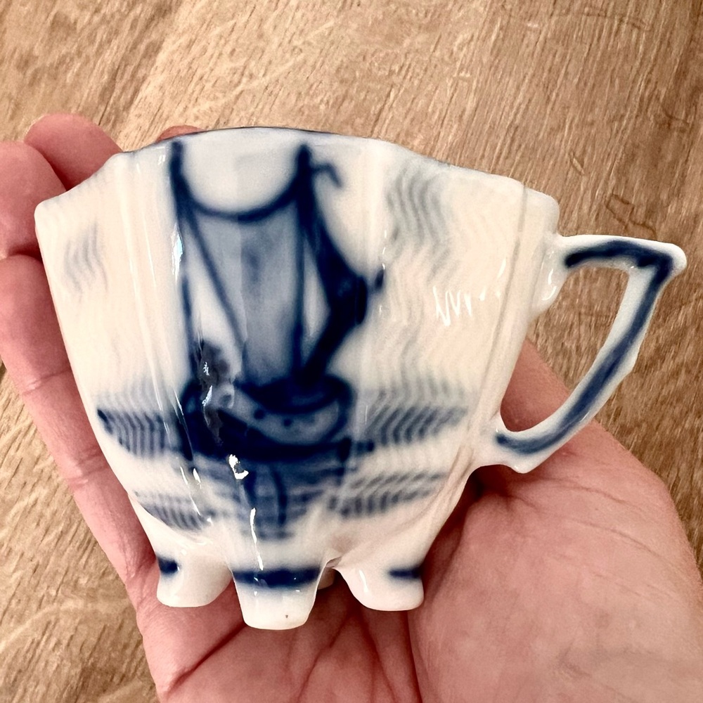Antique 1870-1890‎ Old Mark Royal Copenhagen Blue Ship Demitasse Cup RARE